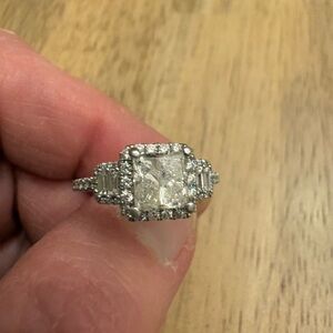 Kay Jewelers 1 1/2 carat princess cut natural diamond in a halo setting